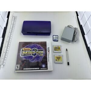 Nintendo 3DS Midnight Purple Console Charger Stylus Sim Card New IPS Screen